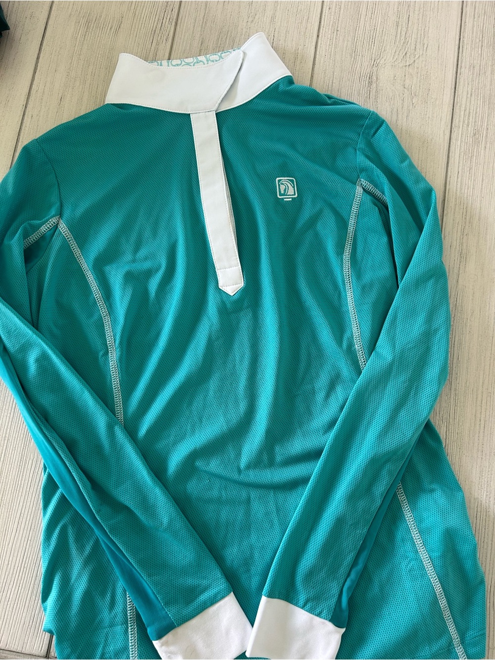 Romfh Teal and White Long-Sleeve Equestrian Shirt
